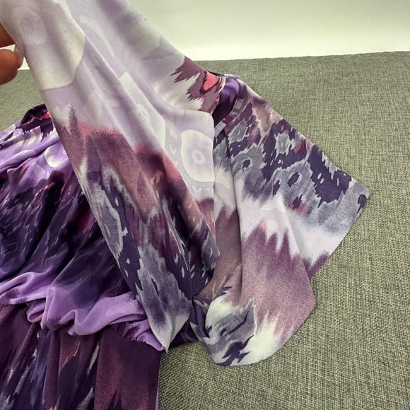 Jonathan Martin Dress Tie Dye Purple Elastic waist split cut Sleeves Stretch Sma - Picture 5 of 13